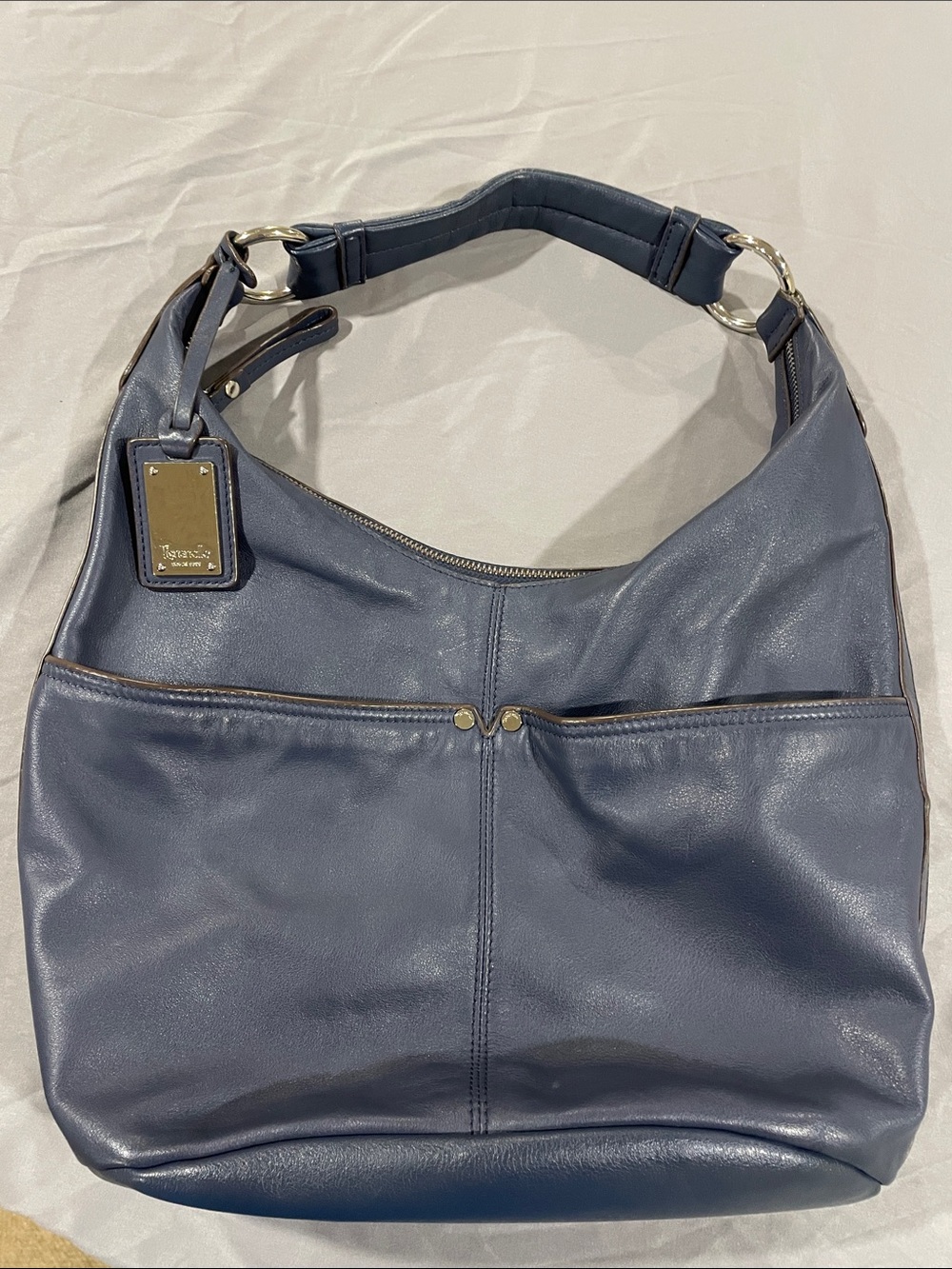 Tignanello Navy Blue Leather Shoulder Bag